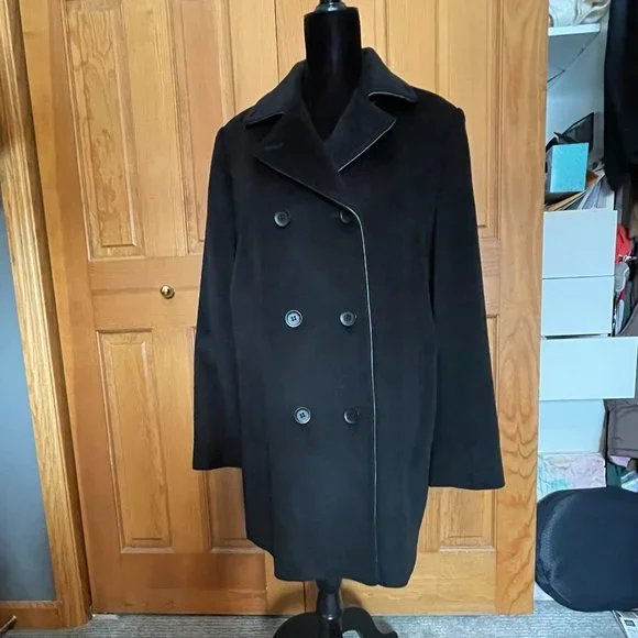Jones New York Collection Classic Pea Coat EUC Sz 12 Black - Picture 1 of 12